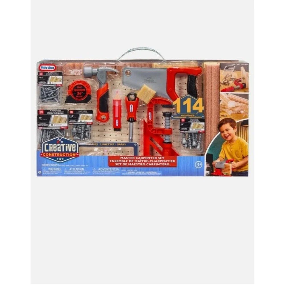 NEW Little Tikes Creative Construction Master Carpenter Set 114 Accessories gift